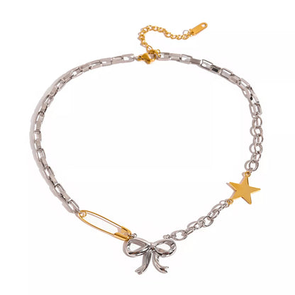 Two-Tone Bow Star Necklace