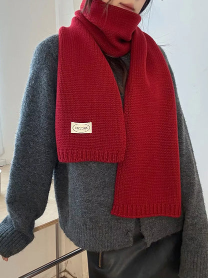 Solid Color Knitted Winter Scarf
