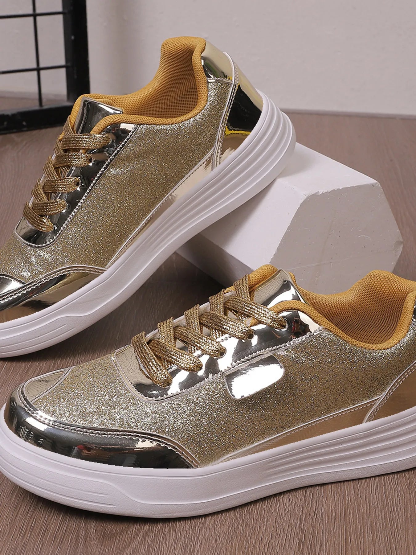 Glitter Metallic Platform Sneakers