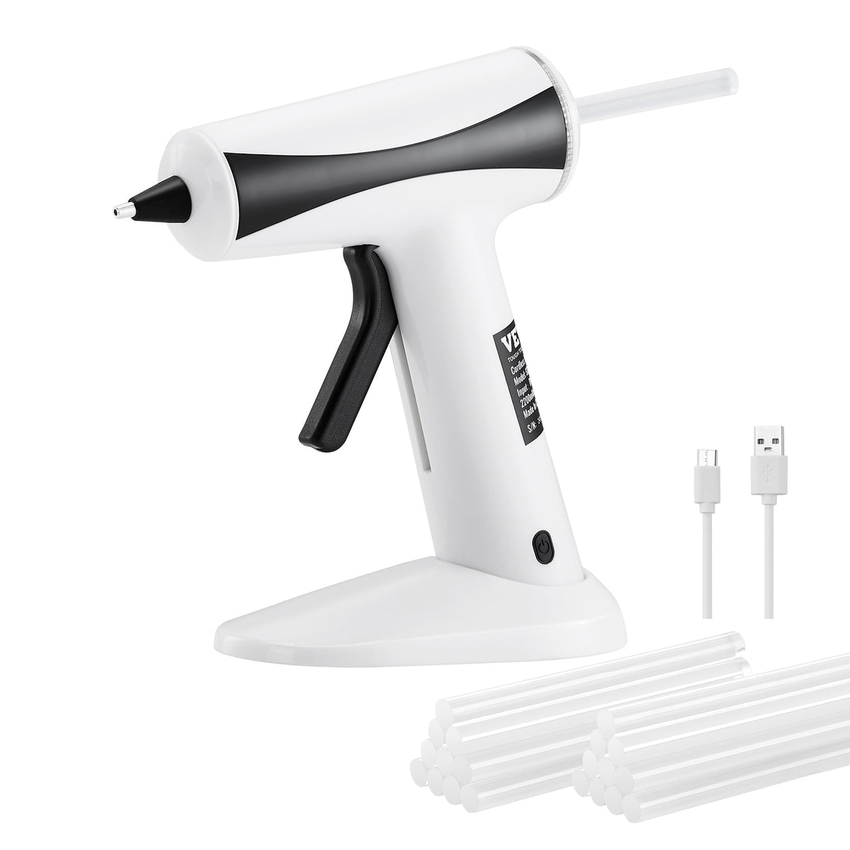 VEVOR Hot Glue Gun, Rechargeable Cordless Glue Gun, Mini Wireless Hot Glue Gun Kit With 2200mAh Battery, 20 Pcs Glue Sticks, Fast Preheating & High Temp, For Crafts, Arts, DIY, Quick Home Repairs