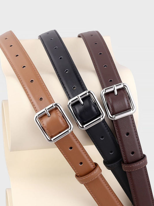 Square Buckle Leather Belt