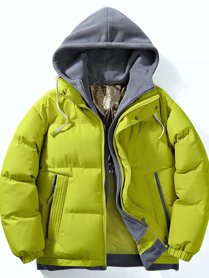 Men's Full Size Two-Tone Hooded Puffer Jacket Plus Size