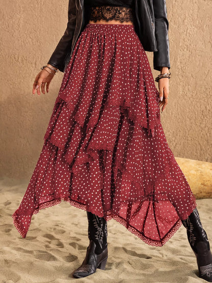 Lace Detail Layered Skirt