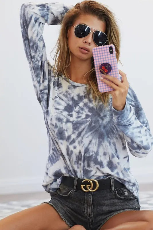 BiBi Tie Dye Print Terry T-Shirt
