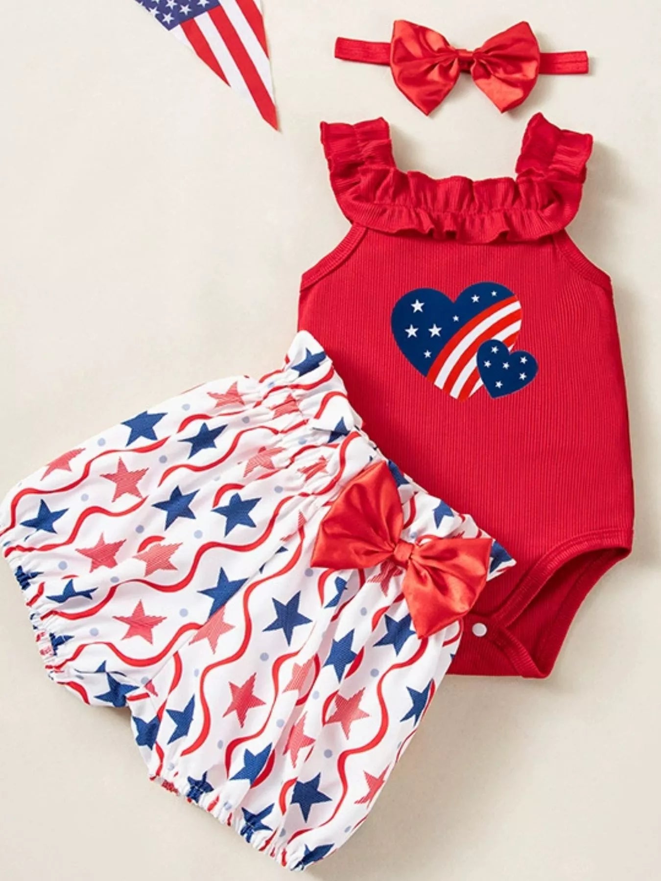 Children's Patriotic Star Print Outfit Set