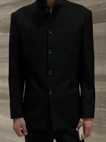 Men's Plus Size Button Up Long Sleeve Jacket