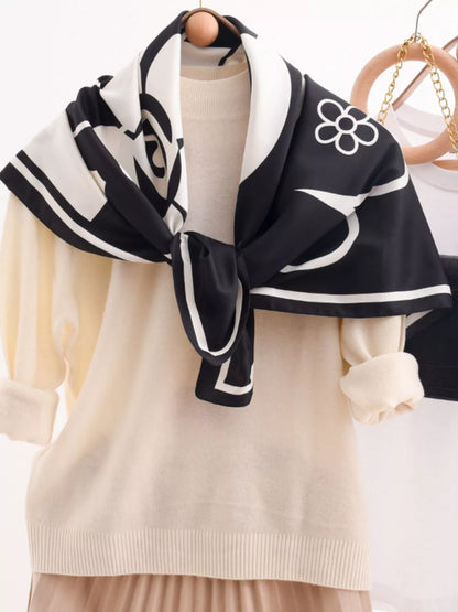 Square Flower Silk Scarf