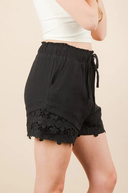 VERY J Lace Contrast Detail Woven Shorts