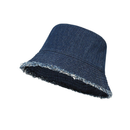 Frayed Hem Denim Bucket Hat