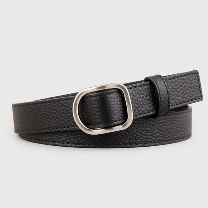 Leather Belt with Silver Buckle