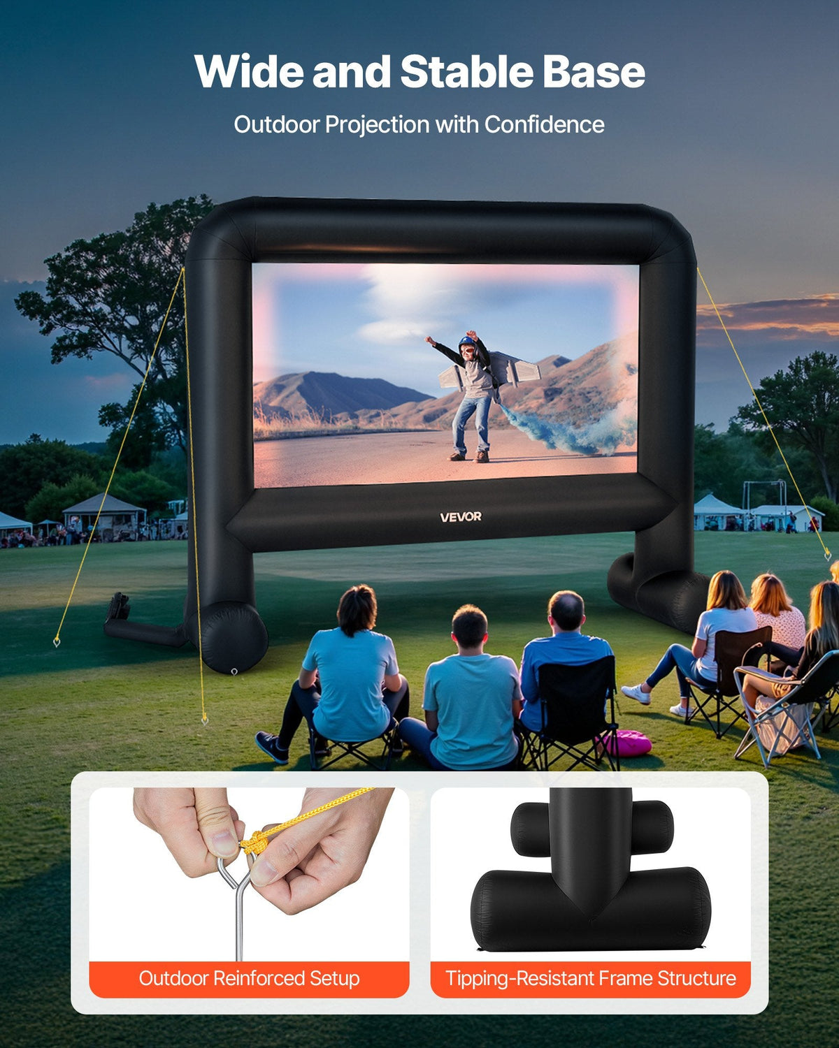 16FT Inflatable Movie Screen, Inflatable Projector Screen With Portable Storage Bag, 16:9 Easy Set Up Movie Projection For Outdoor Backyard, Home Theater, Theme Party