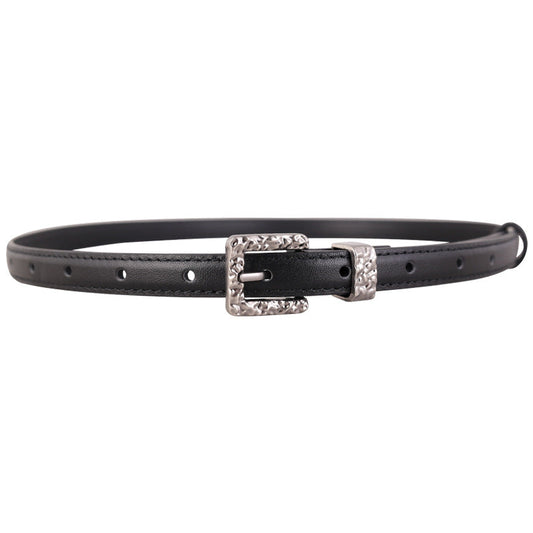 Textured Buckle Leather Belt