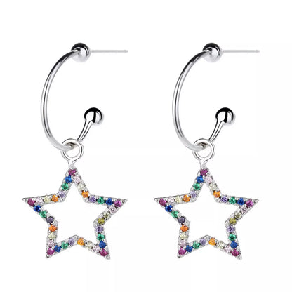 Star C-Hoop Dangle Earrings