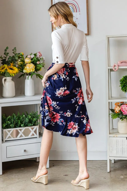 Reborn J Floral Wrap Ruffled Dress