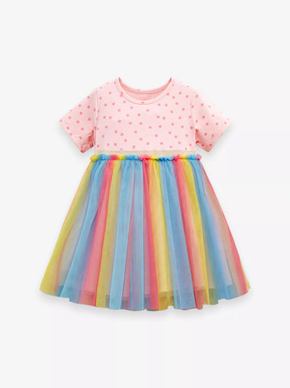 Children's Polka Dot Rainbow Tulle Dress