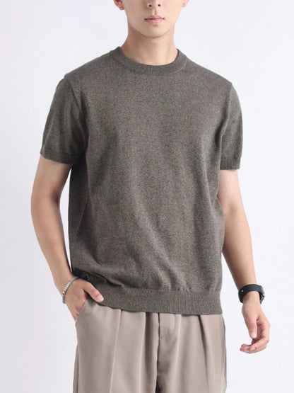 Men's Plus Size Casual Knitted Short Sleeve T-Shirt