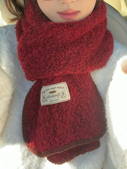 Contrast Trim Plush Winter Scarf