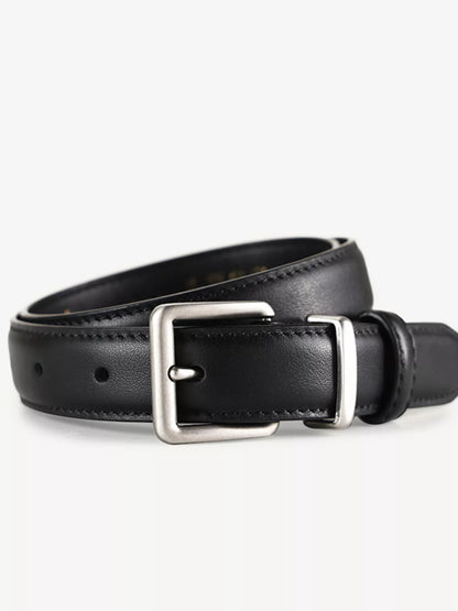 Classic Leather Belt with Square Buckle