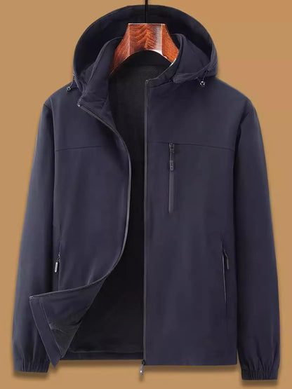 Men's Plus Size Zip Up Long Sleeve Hooded Jacket