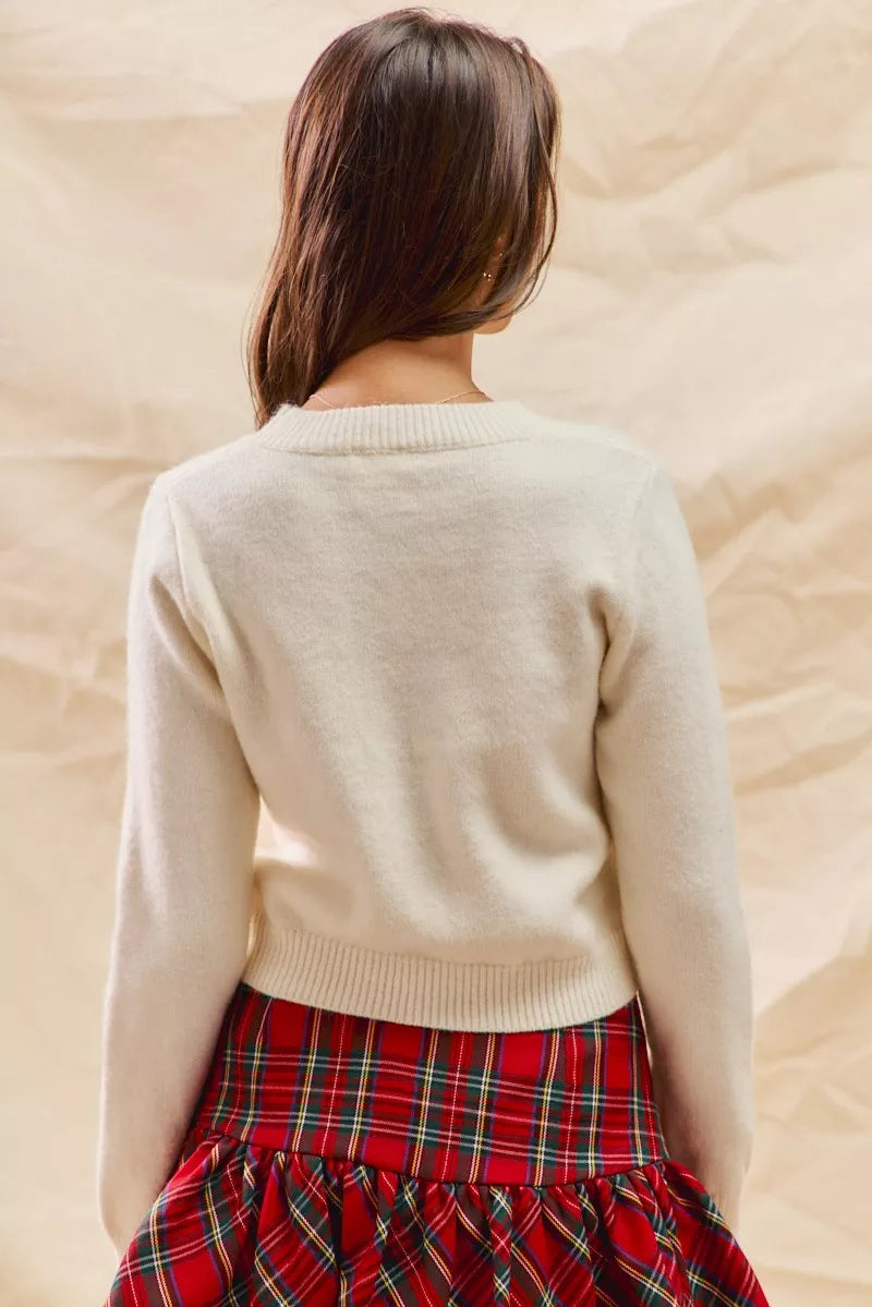 SO ME Christmas Candy Cone Cropped Sweater