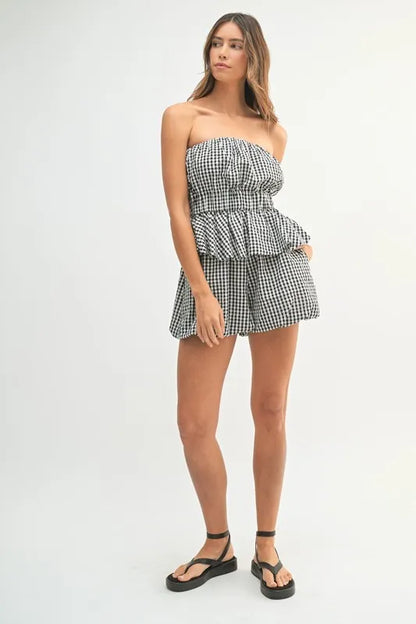 MABLE Gingham Tube Top and Shorts Set