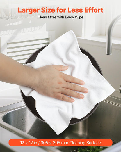 50 Pack White Microfiber Cleaning Cloth, 12 X 12 In Premium Microfiber Towels, Lint-Free And Scratch-Free, Absorbent Cleaning Rags For Car, Household, Kitchen, Window,  SPA, Hotel & Bathroom