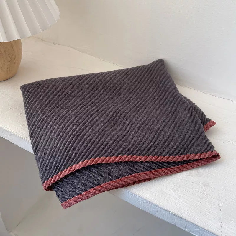 Contrast Trim Texture Warm Scarf