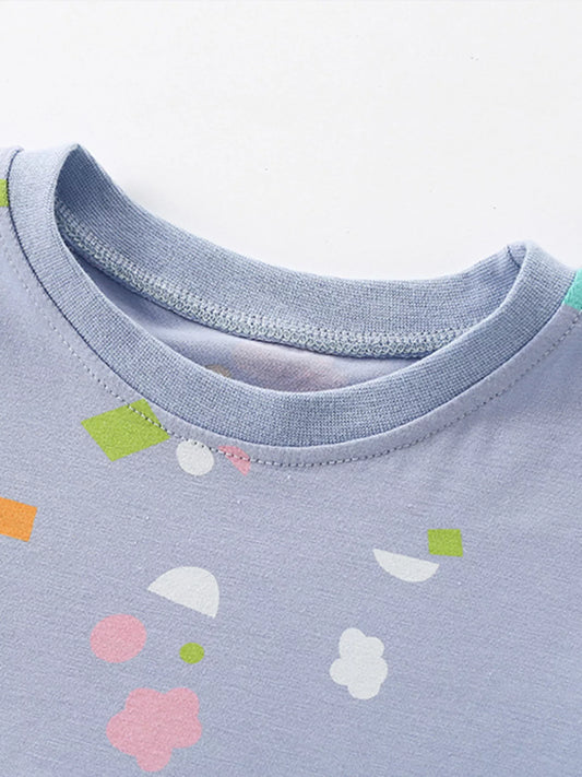 Children's Printed Short Sleeve Casual Dress