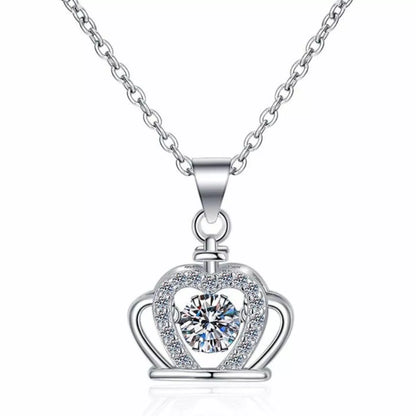 925 Sterling Silver Zircon Crown Pendant Necklace