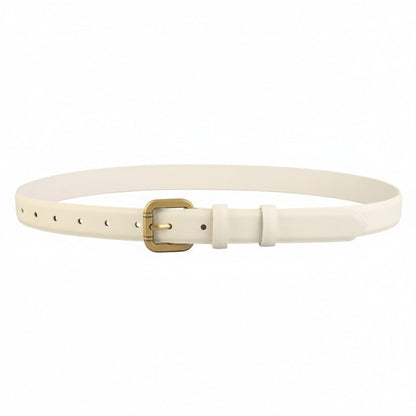Classic Leather Belt with Golden Buckle