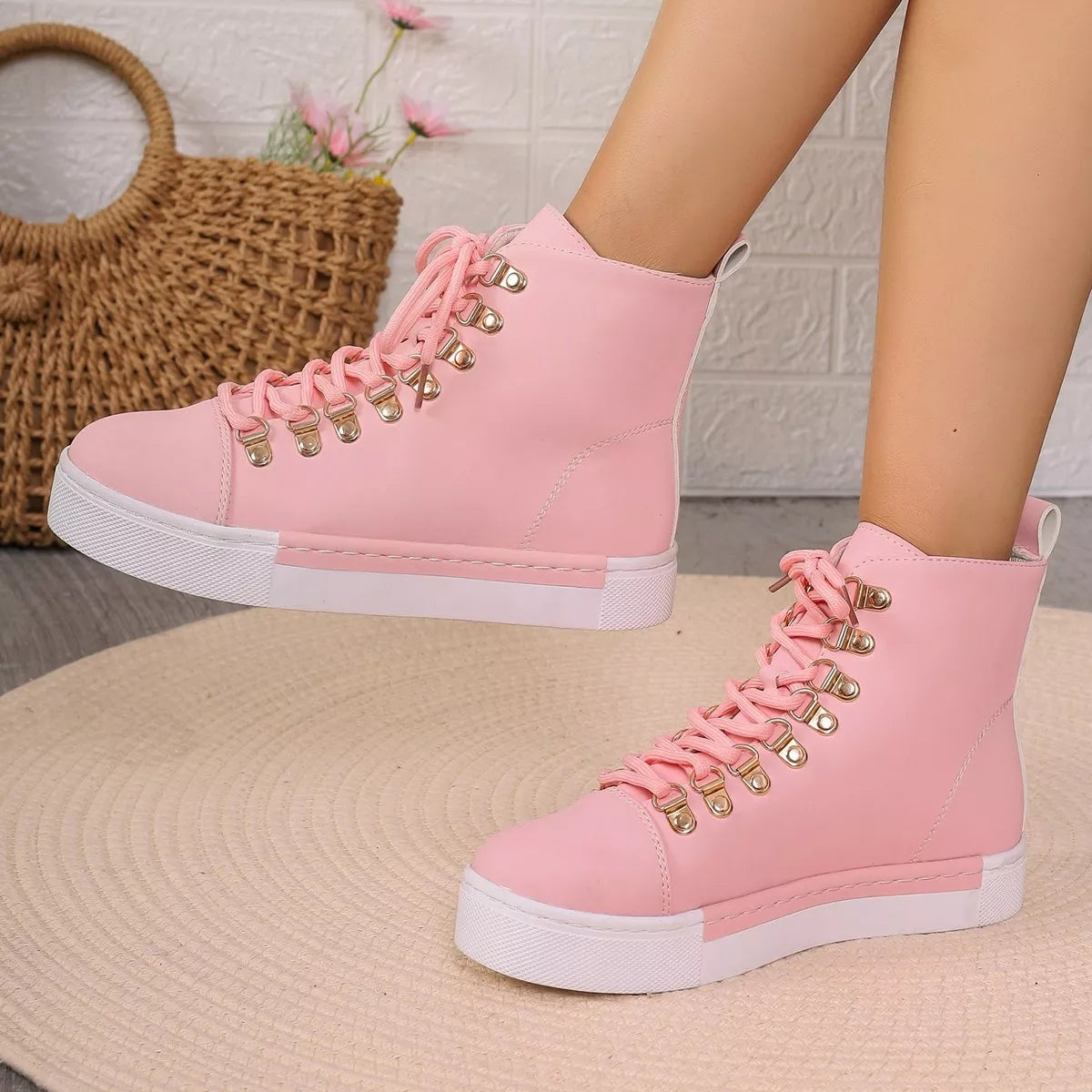 Lace-Up Platform Sneakers