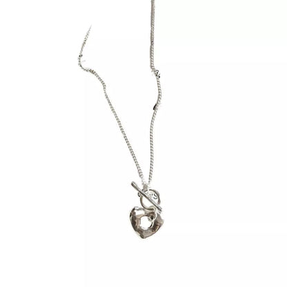 925 Sterling Silver Heart Toggle Clasp Necklace
