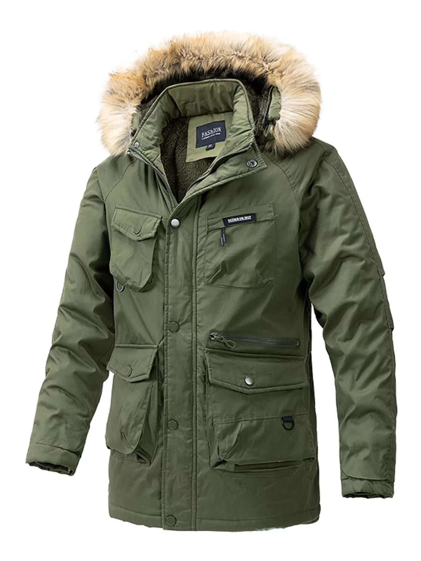 Men's Plus Size Fur Hooded Winter Parka Coat