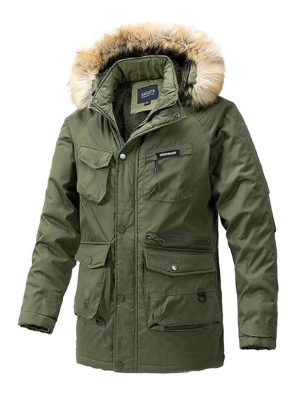 Men's Plus Size Fur Hooded Winter Parka Coat