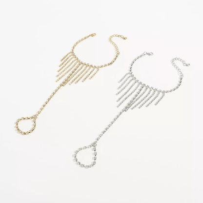 Rhinestone Fringe Hand Chain Bracelet