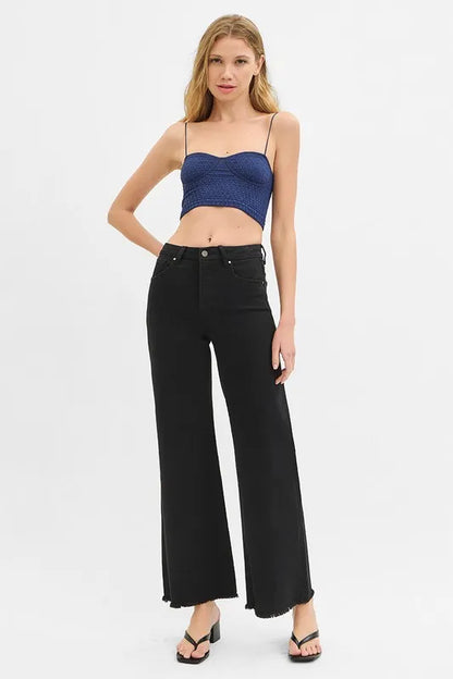 RISEN Full Size Tummy Control High Rise Wide Jeans Plus Size