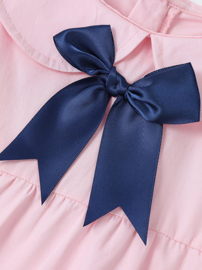 Children's Bowknot Peter Pan Collar Dress