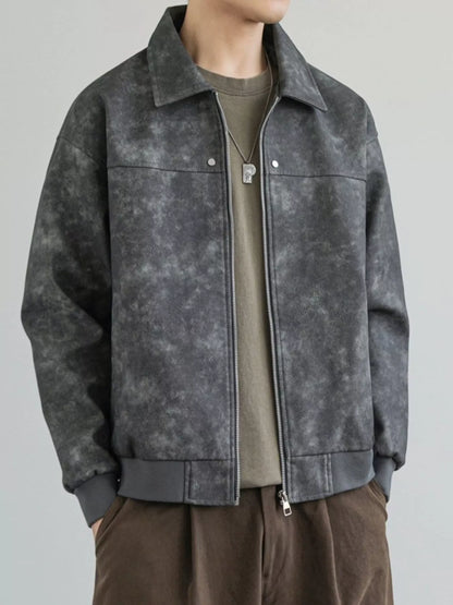 Men's Plus Size Zip Up Faux Leather Shacket