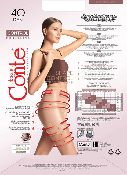 Tights Conte Control 40 Den - Ultra Slimming