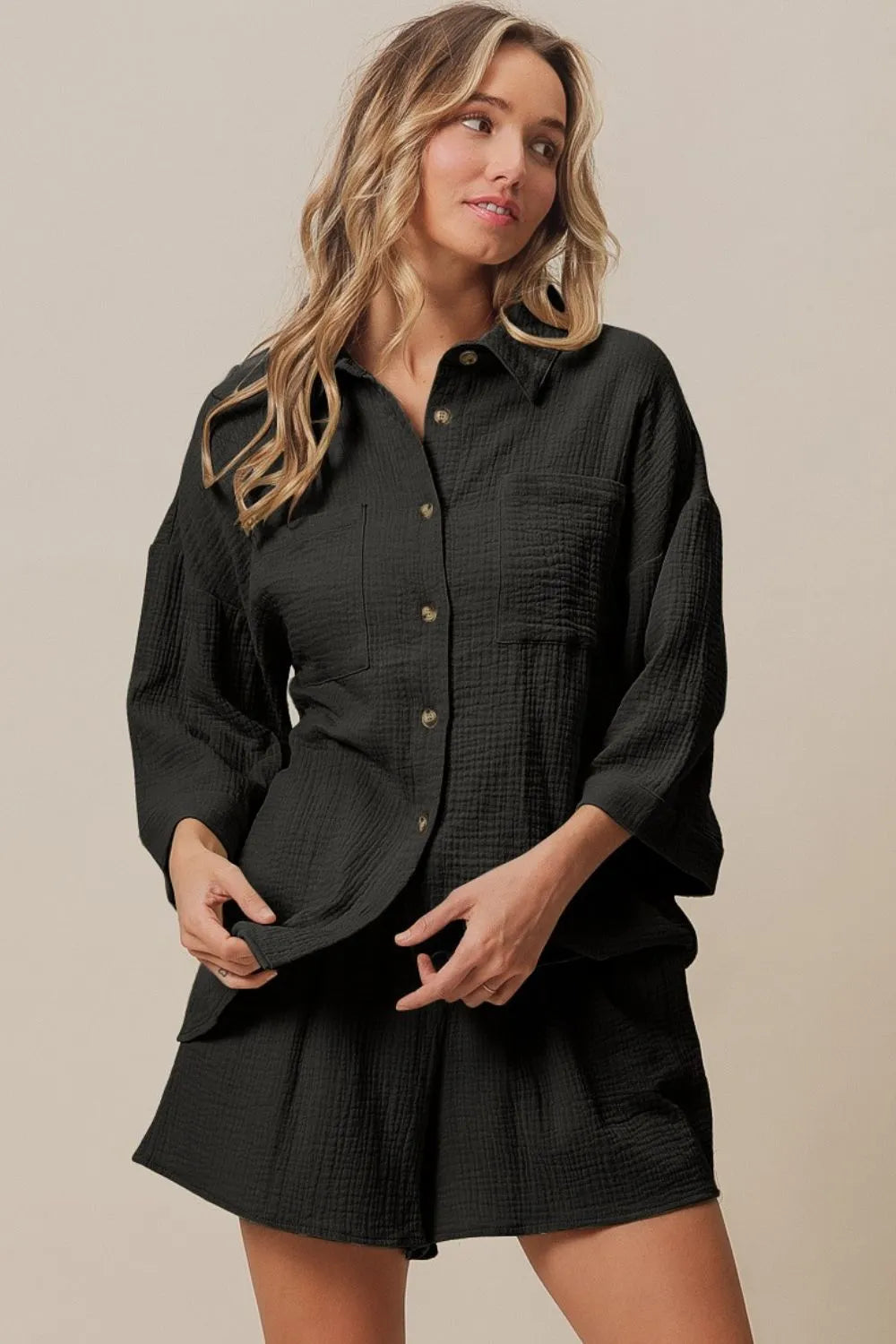 BiBi Crinkle Gauze Shirt and Short Set