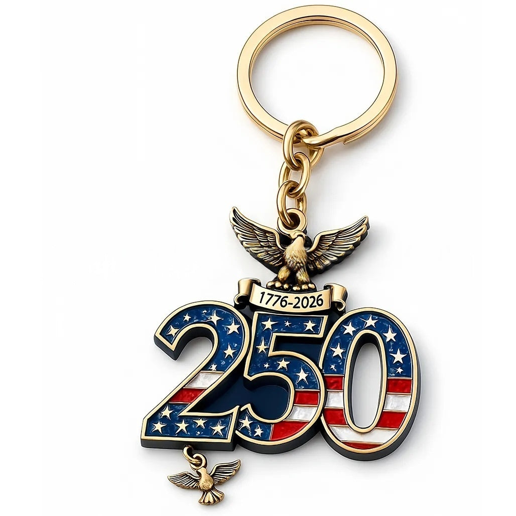 2026 Usa 250th Anniversary Commemorative Keychain Pendant Eagle American Flag Pattern Key Buckle Gift