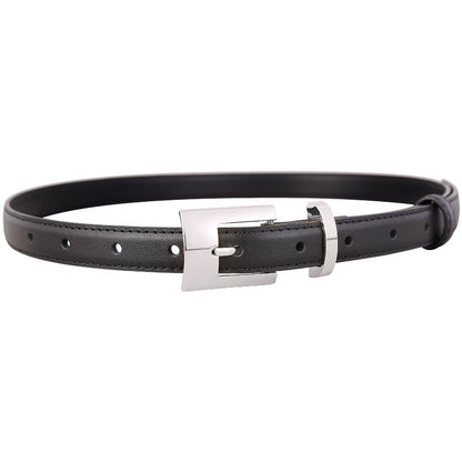 Leather Belt with Silver Buckle
