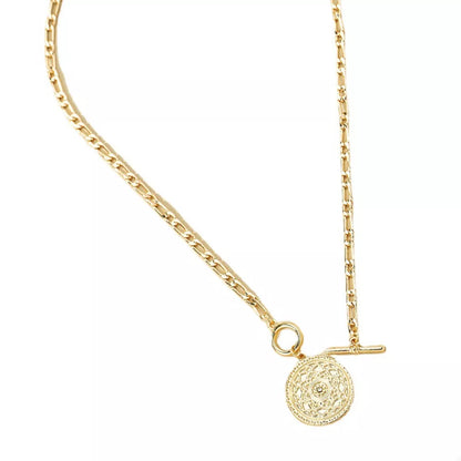 Chain Link Necklace with Vintage Coin Pendant