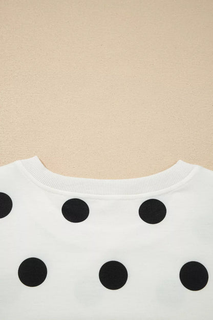Ribbed Trim Polka Dot Print Tank Split Mini Skort 2pcs Set