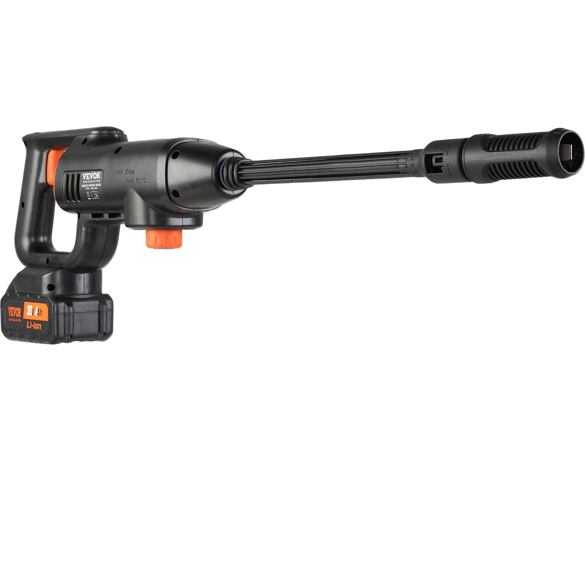 VEVOR Cordless Pressure Washer, 580-PSI 1.1 GPM Portable Power Cleaner, Handheld High-Pressure Car Washer Gun With 4.0Ah Battery, Charger, 6-in-1 Nozzle, For Home Floor Cleaning & Watering