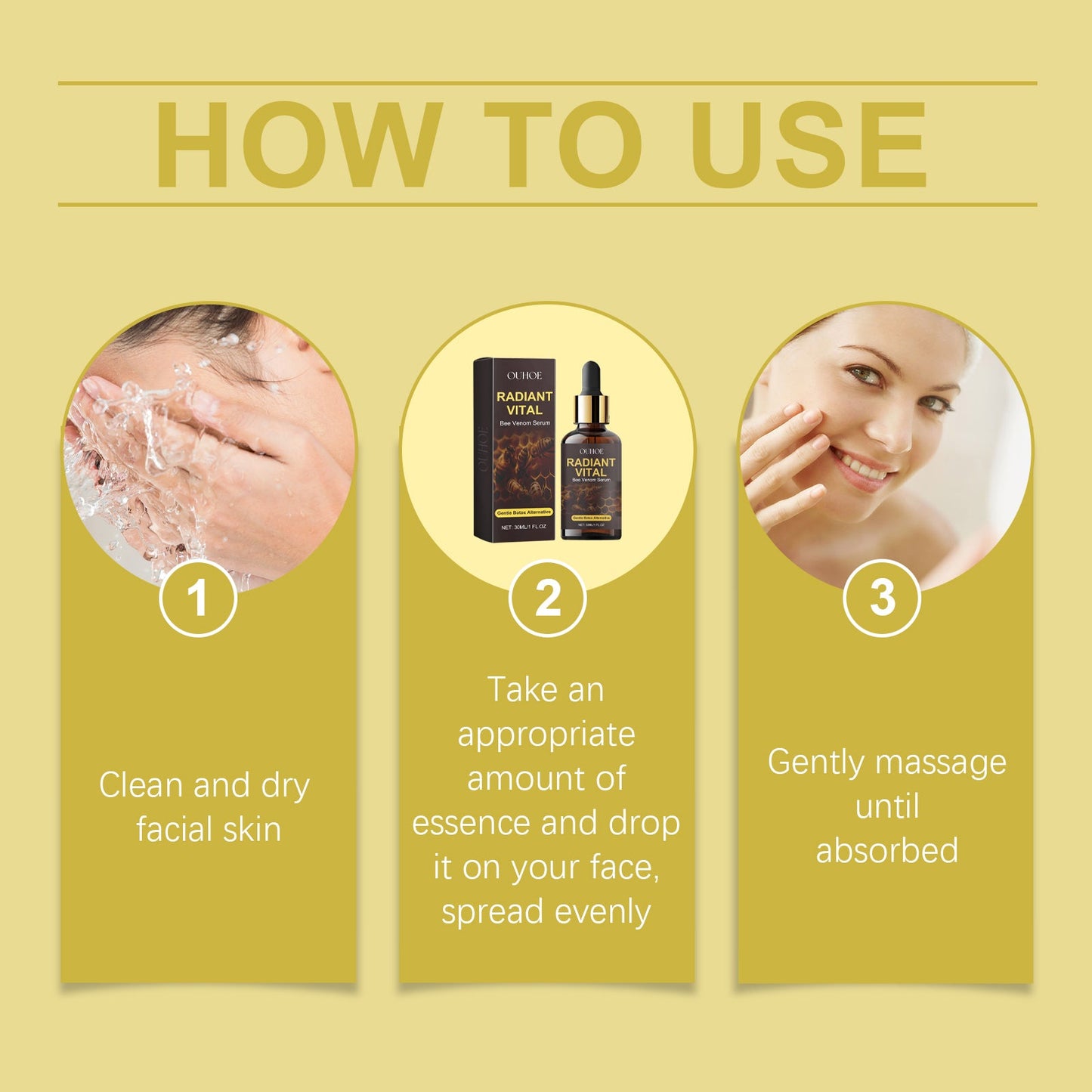 Ouhoe Bee Venom Facial Essence Hydrates And Moisturizes Skin And Reduces Fine Lines And Wrinkles On The Face