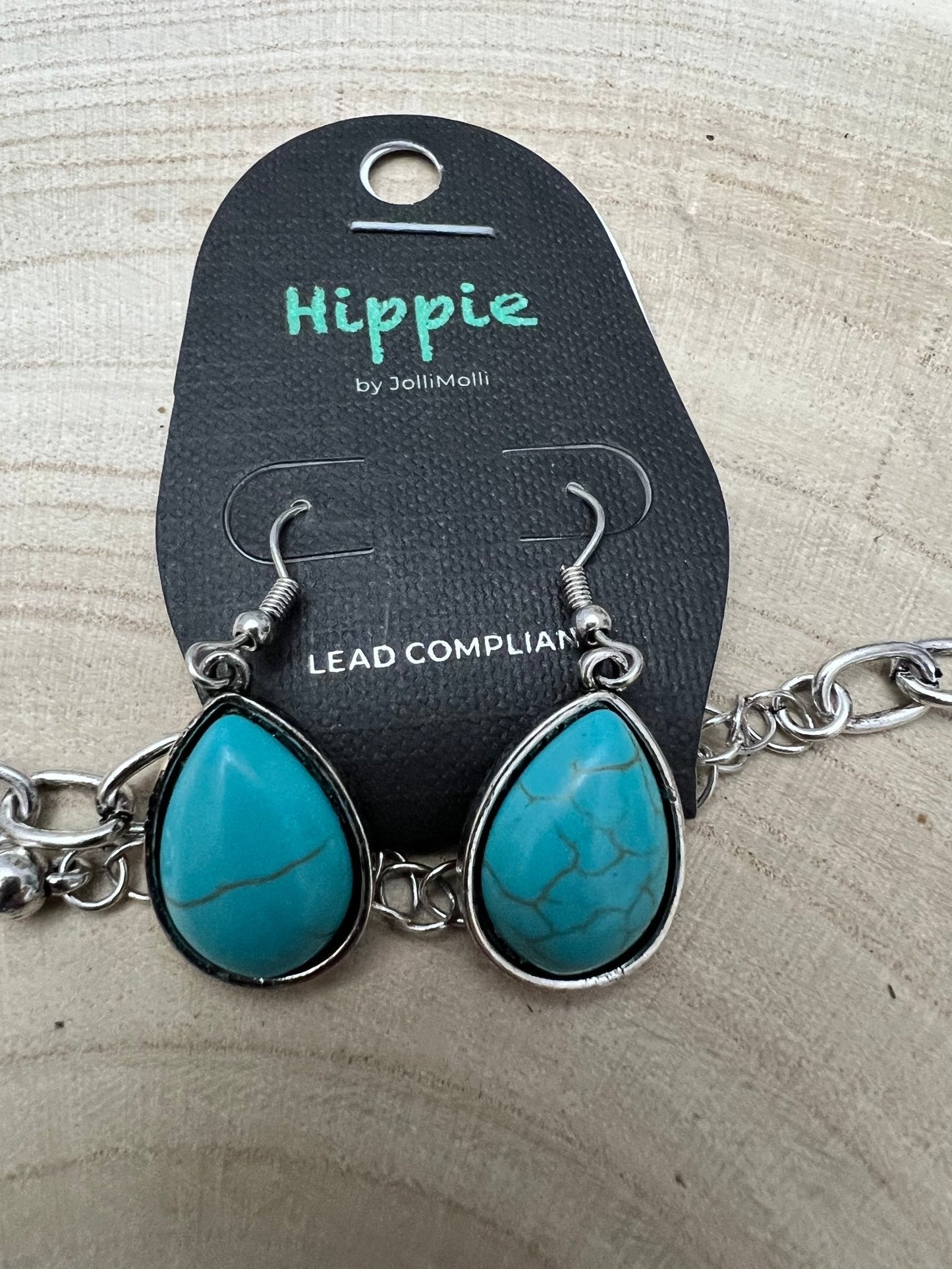 Faux Squash Blossom Pendant Necklace & Earring Set - 20 inch necklace