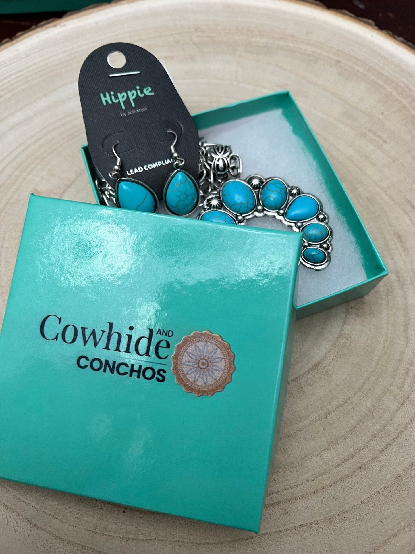 Faux Squash Blossom Pendant Necklace & Earring Set - 20 inch necklace