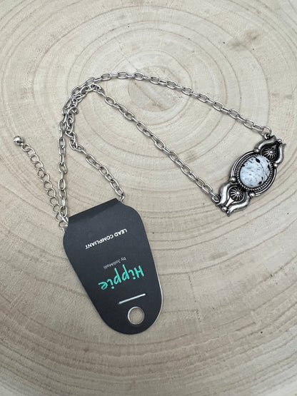 Faux White Buffalo Bar Necklace - 18 inch + 3