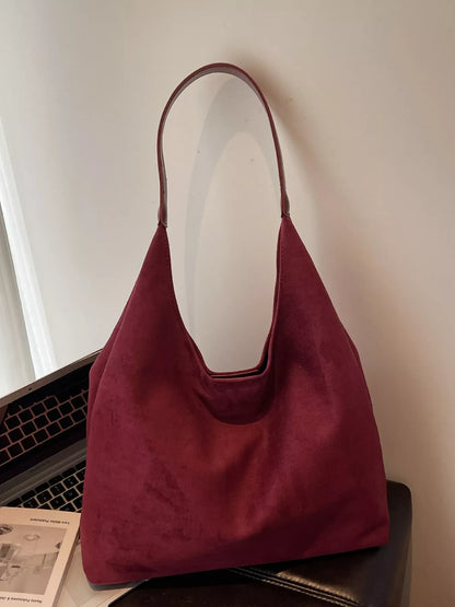Solid Color Casual Suede Handbag